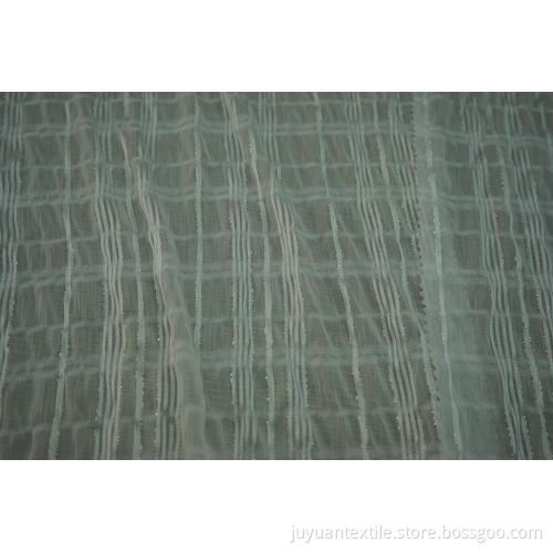 Polyester Chiffon Crinkle Silver Lurex Stripe Dobby Fabric